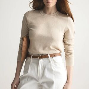 QUINCE Cotton Cashmere Blend Crewneck Sweater Neutral Size L Lightweight